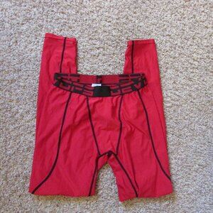 NWOT Devops Red Black Tight Medium Base Layer Leggings Compression Athletic